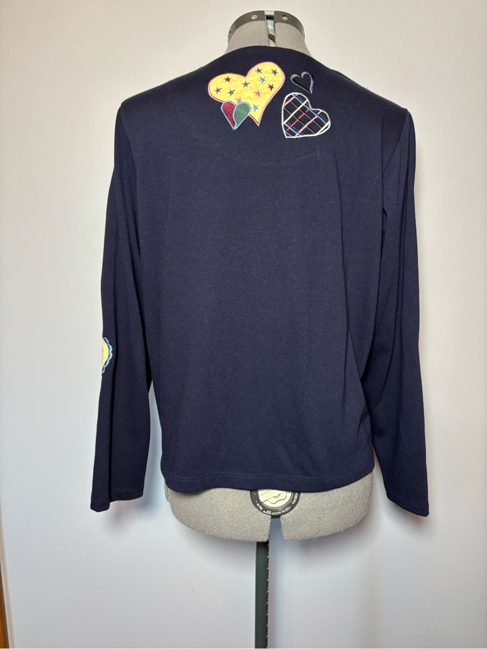 Christopher & Banks Navy Cardigan with Multicolor Heart Patches - small - Picture 5 of 7